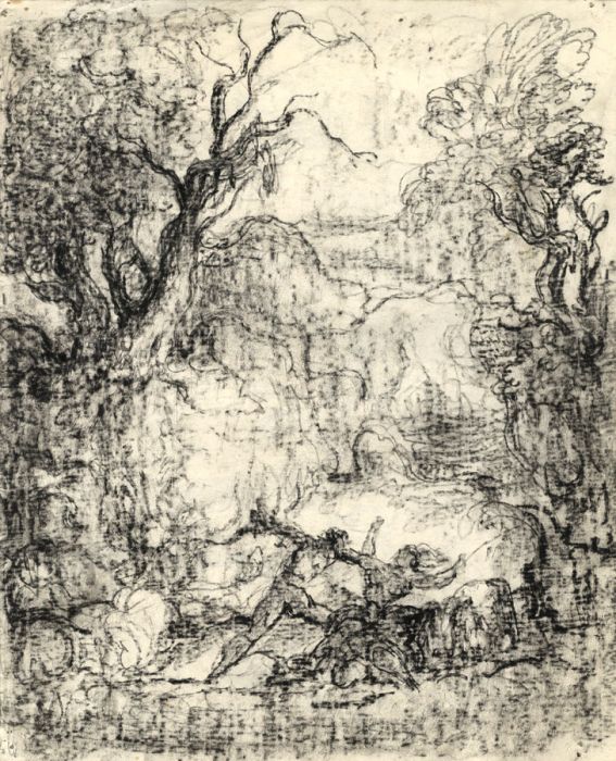 Harold Hope Read - Mid 20th Century Charcoal Drawing, Figures in a Landscape