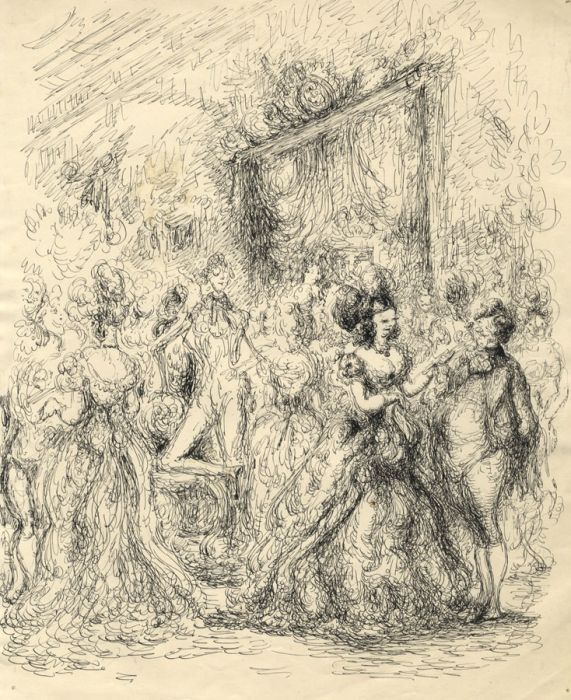 Harold Hope Read - Mid 20th Century Pen and Ink Drawing, Society Scene