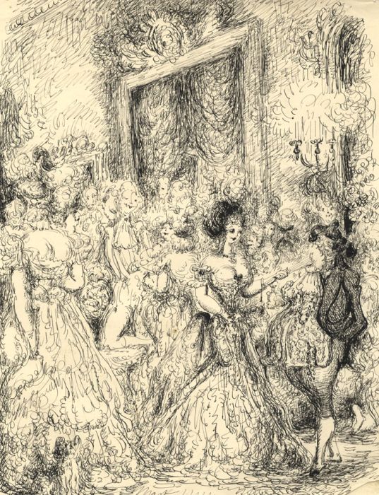 Harold Hope Read - Mid 20th Century Pen and Ink Drawing, Society Scene