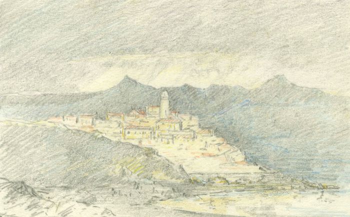 Marcus Adams (1875-1959) - 1947 Coloured Pencil, Antibes Coastline