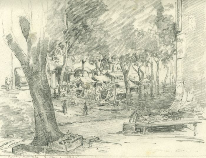 Marcus Adams (1875-1959) - 1925 Graphite Drawing, Antibes Market