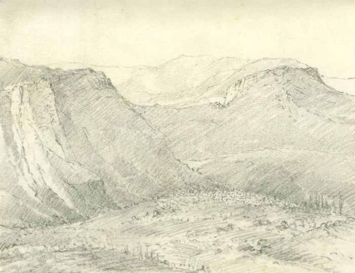 Marcus Adams - Mid 20th Century Graphite Drawing, Mountainous Landscape