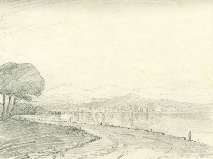 Marcus Adams - 1925 Graphite Drawing, Antibes from the Cap Roadway