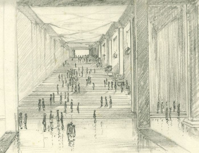 Marcus Adams (1875-1959) - Mid 20th Century Graphite Drawing, Grand Interior