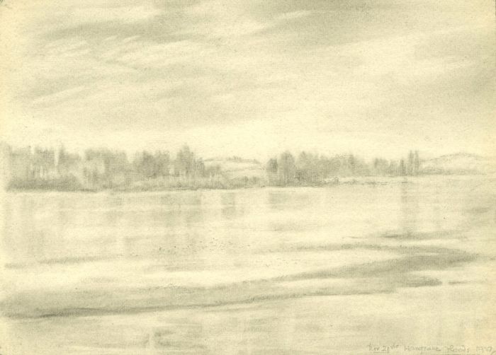 Marcus Adams (1875-1959) - Mid 20th Century Graphite Drawing, Lake Landscape