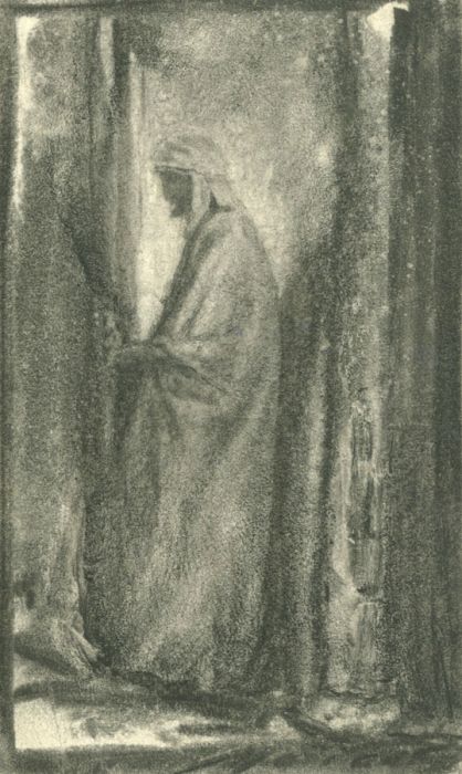Marcus Adams (1875-1959) - Mid 20th Century Charcoal Drawing, Man in a Doorway