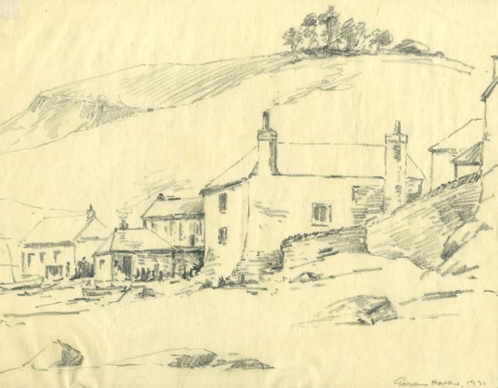 Marcus Adams (1875-1959) - 1931 Graphite Drawing, Buildings in a Landscape