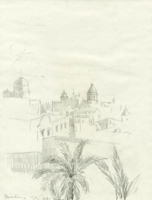 Marcus Adams (1875-1959) - 1931 Graphite Drawing, Barcelona