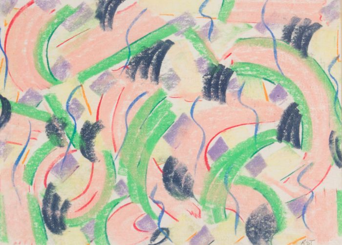 Rosalind Adams (née Thuillier) - Contemporary Pastel, Green and Pink Composition