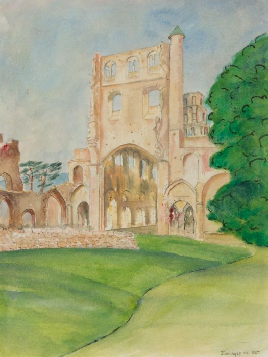 Rosalind Adams (née Thuillier) - 2002 Watercolour, Jumièges Abbey, Normandy