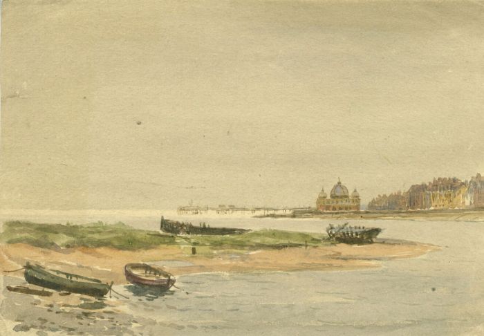 Early 20th Century Watercolour - View of Distant Pier