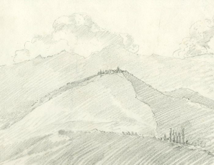 Marcus Adams - 1925 Graphite Drawing, Mountain Village