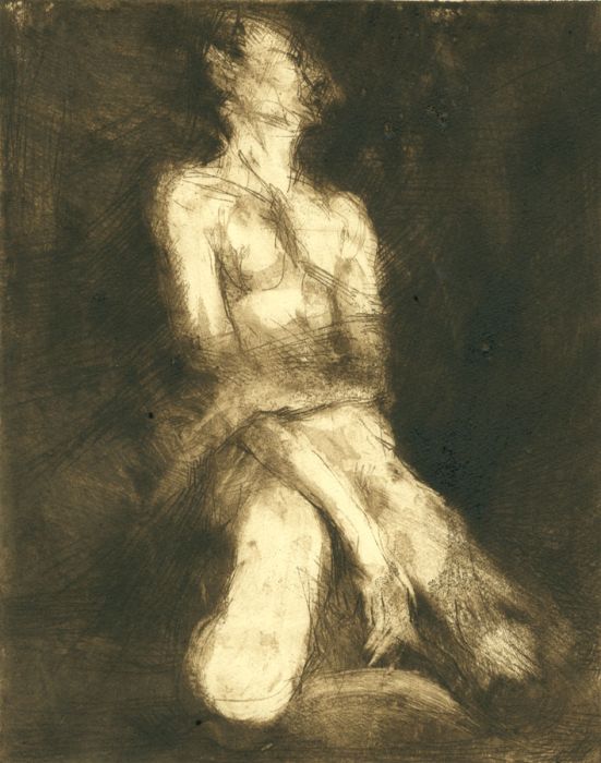 Markus Fräger - 1997 Etching, Male Nude Dark