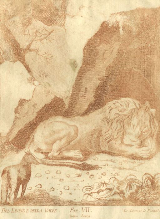 19th Century Etching - Le Lion et le Rénard