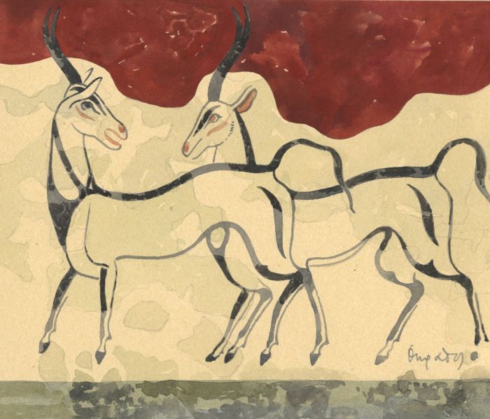 Mid 20th Century Watercolour - Impala
