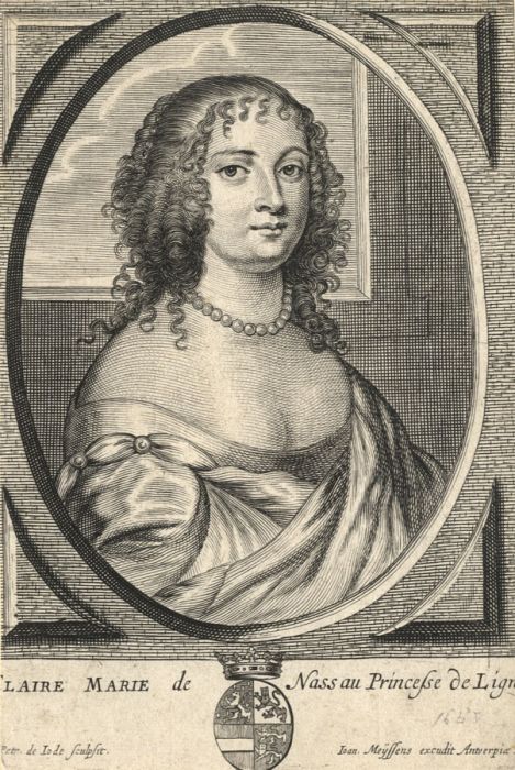 Pieter de Jode II - 1650 Engraving, Claire Marie de Nassau Princesse de Ligne