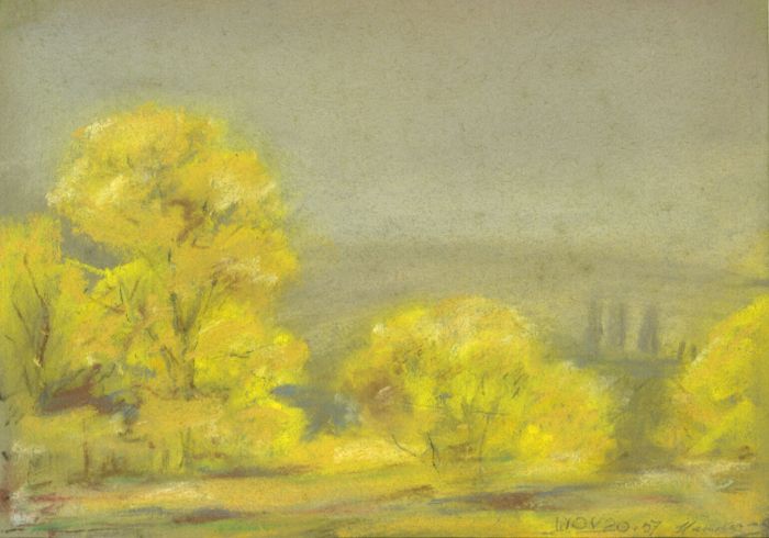 Marcus Adams - Small 1957 Pastel, Autumn Trees