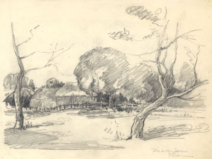 Marcus Adams - Early 20th Century Graphite Drawing, Farm