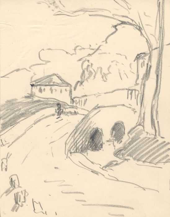 Marcus Adams - Early 20th Century Graphite Drawing, Bridge