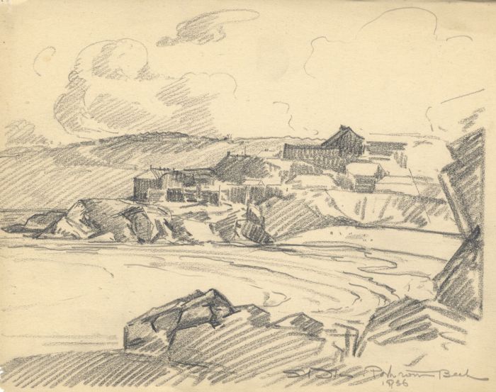 Marcus Adams - 1936 Graphite Drawing, St. Ives Beach