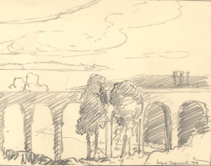 Marcus Adams - 1929 Graphite Drawing, Beyond Teignmouth