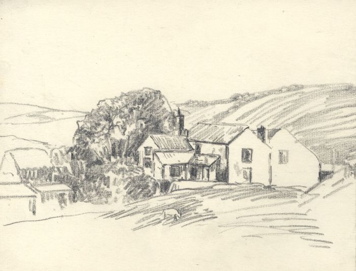 Marcus Adams - Early 20th Century Graphite Drawing, Farmstead
