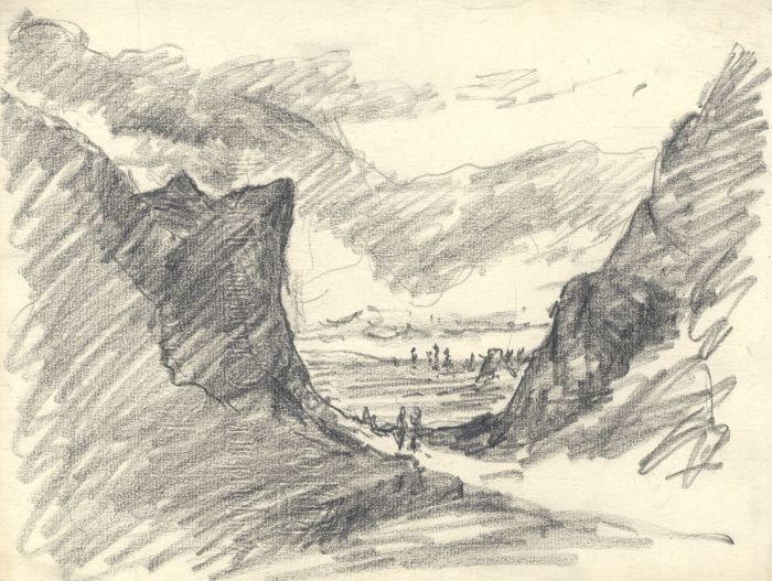 Marcus Adams - Early 20th Century Graphite Drawing, Mountainous Landscape