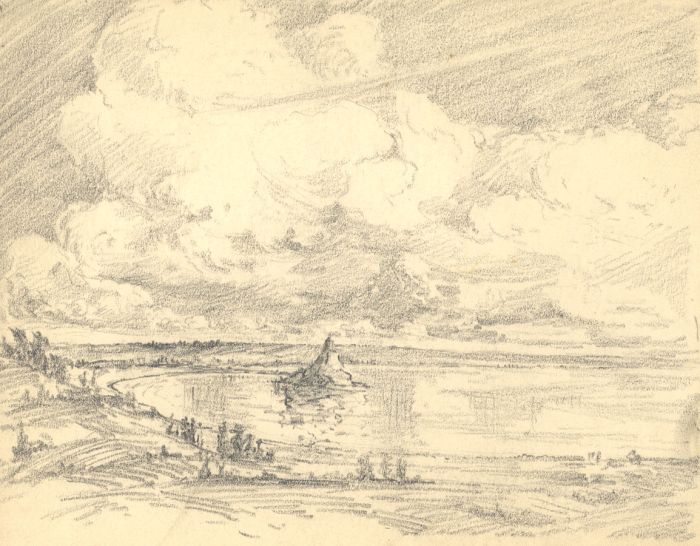 Marcus Adams - Early 20th Century Graphite Drawing, Coastal View