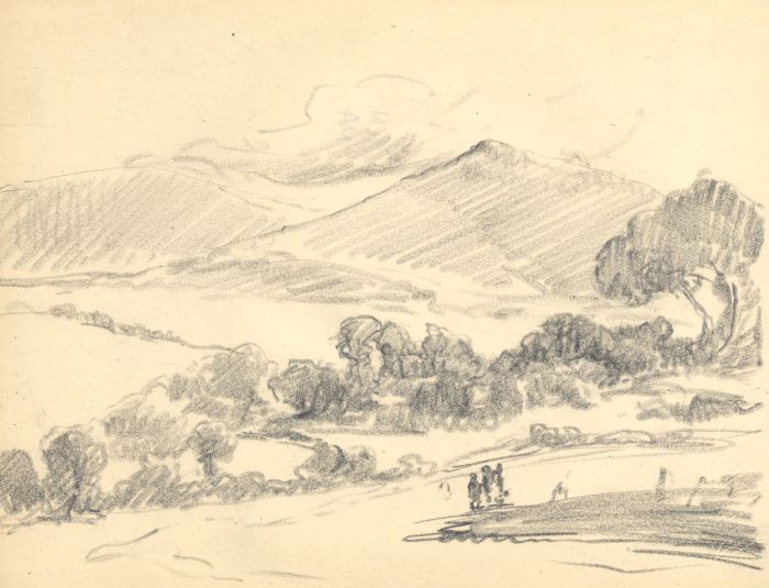 Marcus Adams - Early 20th Century Graphite Drawing, Hills