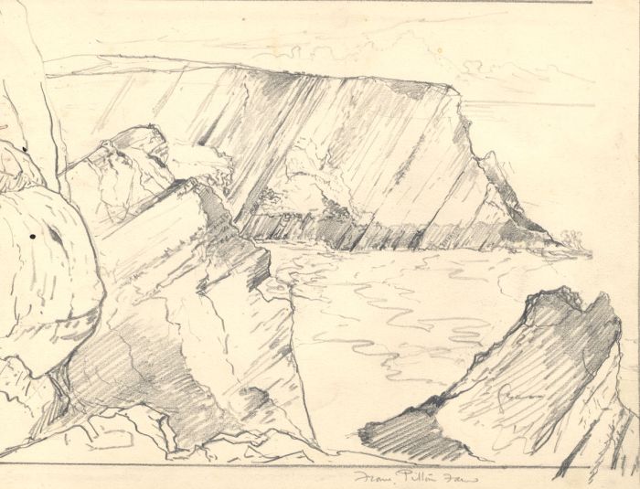 Marcus Adams - Early 20th Century Graphite Drawing, Cliffs