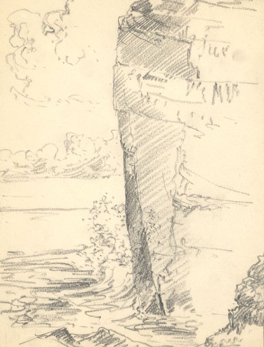 Marcus Adams - Early 20th Century Graphite Drawing, Waves Breaking