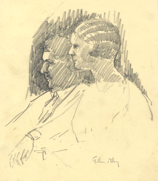 Marcus Adams - Early 20th Century Graphite Drawing, Double Portrait