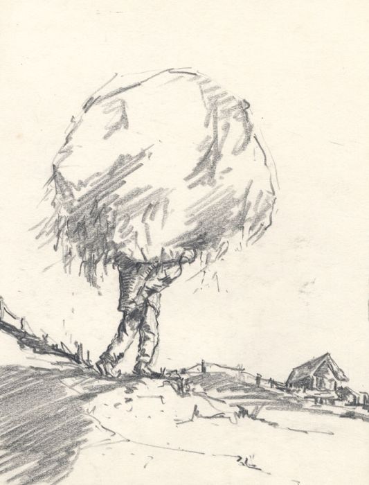 Marcus Adams - Early 20th Century Graphite Drawing, Heavy Lifting