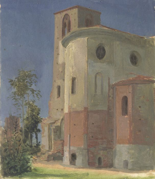 Mid 20th Century Oil - Medieval Building