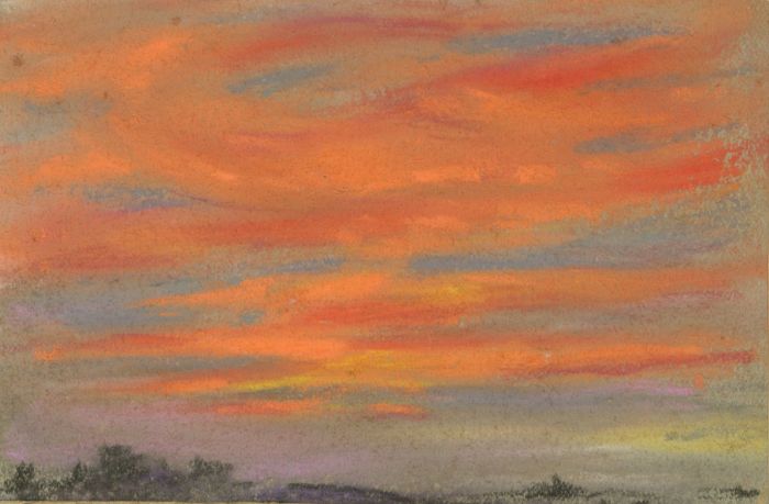 Marcus Adams - Small 1957 Pastel, Fiery Sunset
