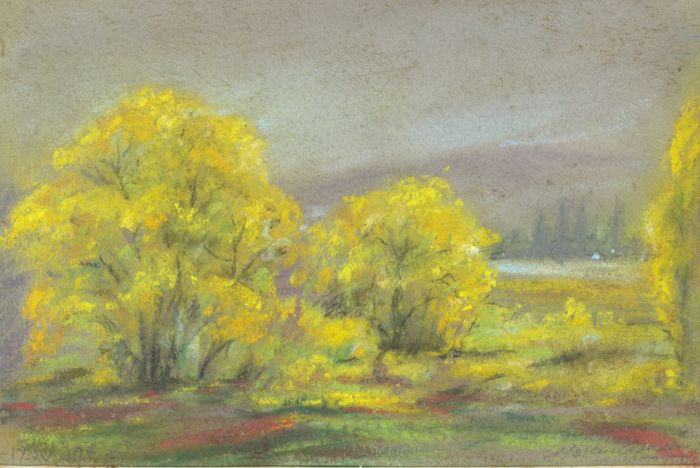 Marcus Adams - Small 1957 Pastel, Autumn Trees