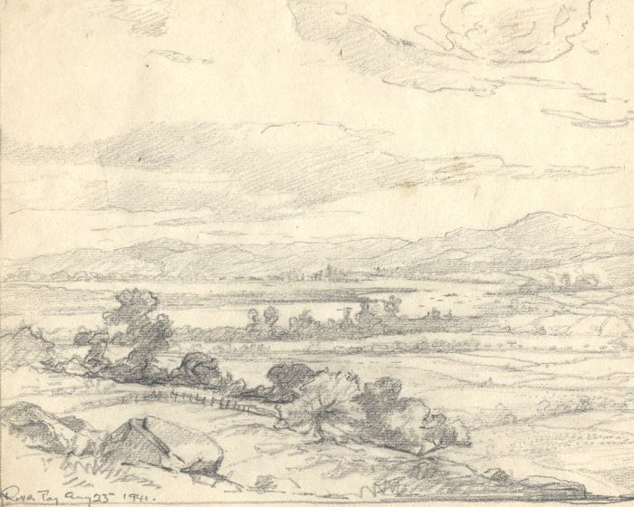 Marcus Adams - 1941 Graphite Drawing, Countryside Landscapes