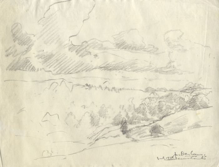 Marcus Adams - 1941 Graphite Drawing, Rural Landscapes