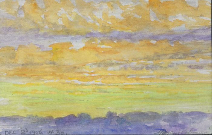 Marcus Adams - Small 1956 Watercolour, Winter Skies