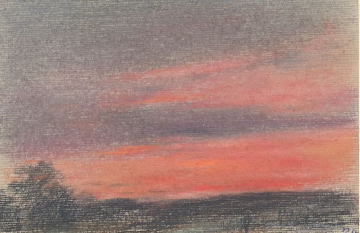 Marcus Adams - Small 1958 Pastel, Red Sky at Night