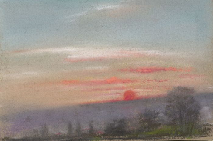 Marcus Adams - Small 1958 Pastel, Red Sun