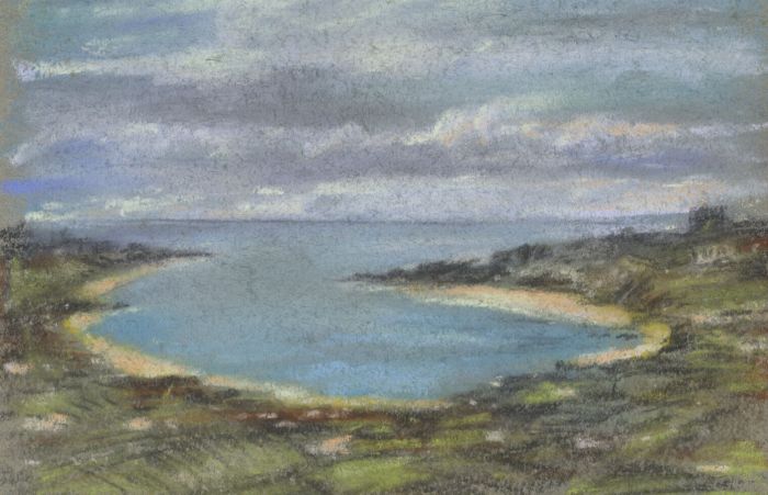 Marcus Adams - Small 1958 Pastel, First Sight of Jersey
