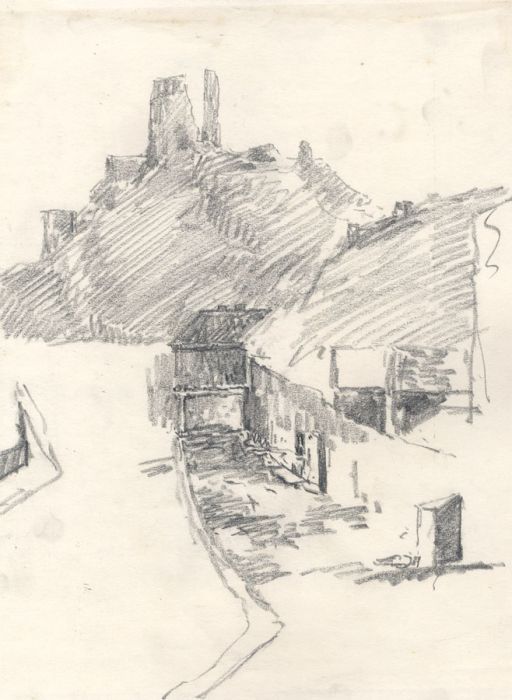 Marcus Adams - Early 20th Century Graphite Drawing, View of Buildings