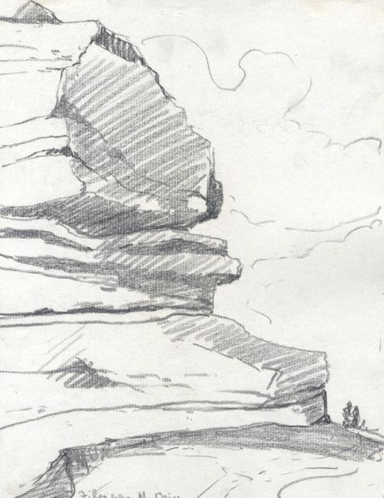 Marcus Adams - Early 20th Century Graphite Drawing, Rock Formation, Filey