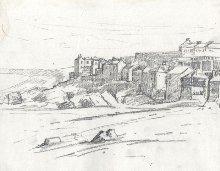 Marcus Adams - Early 20th Century Graphite Drawing, House on the Coast