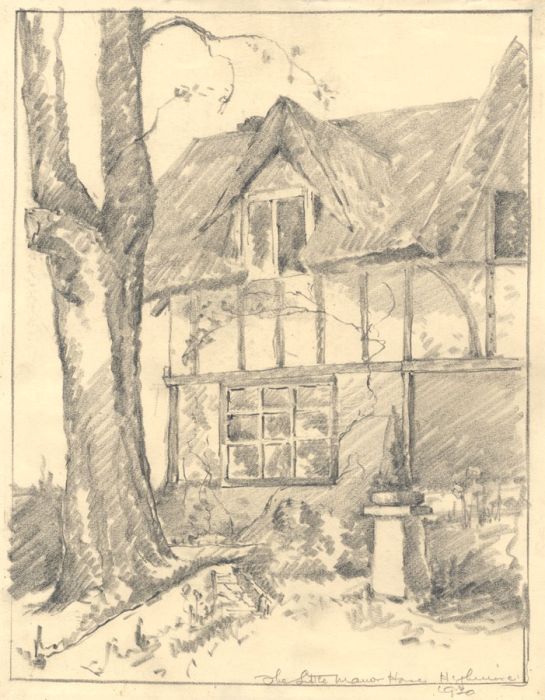Marcus Adams - 1930 Graphite Drawing, The Little Manor House
