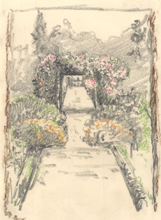 Marcus Adams - Early 20th Century Graphite Drawing, Garden Path
