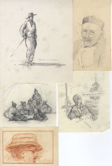 Marcus Adams - Set of 5 Early 20th Century Graphite Drawings, Portraits