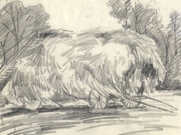 Marcus Adams - Early 20th Century Graphite Drawing, Hay Wain