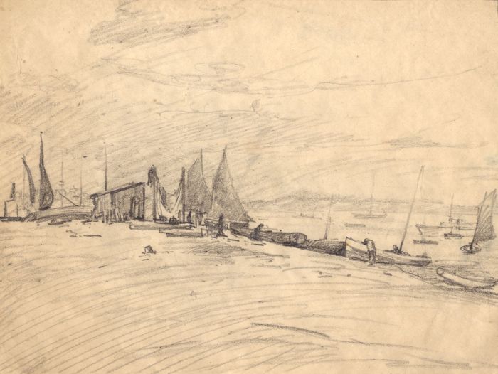 Marcus Adams - Early 20th Century Graphite Drawing, Boats